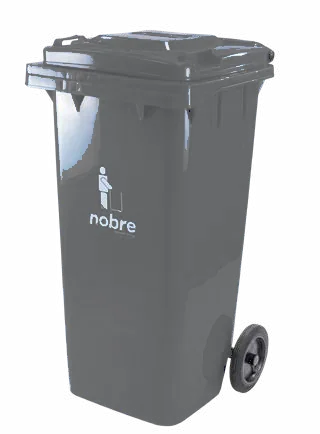 Coletora Nobre 120L com rodas, modelo europeu, cinza