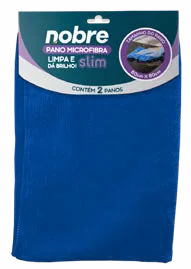 Pano de microfibra Nobre Slim 40x60cm azul, pacote com 2
