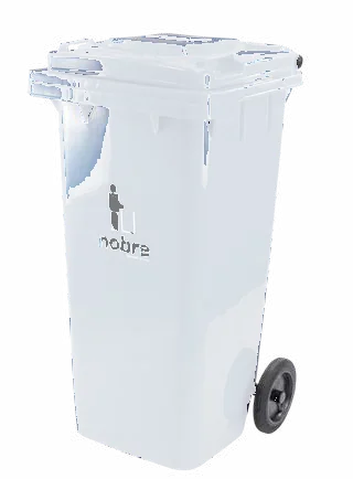 Coletora Nobre 120L com rodas, modelo europeu, branca