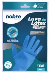 Luva de látex Nobre Silver azul G