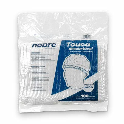 Touca descartável TNT Nobre, pacote com 100